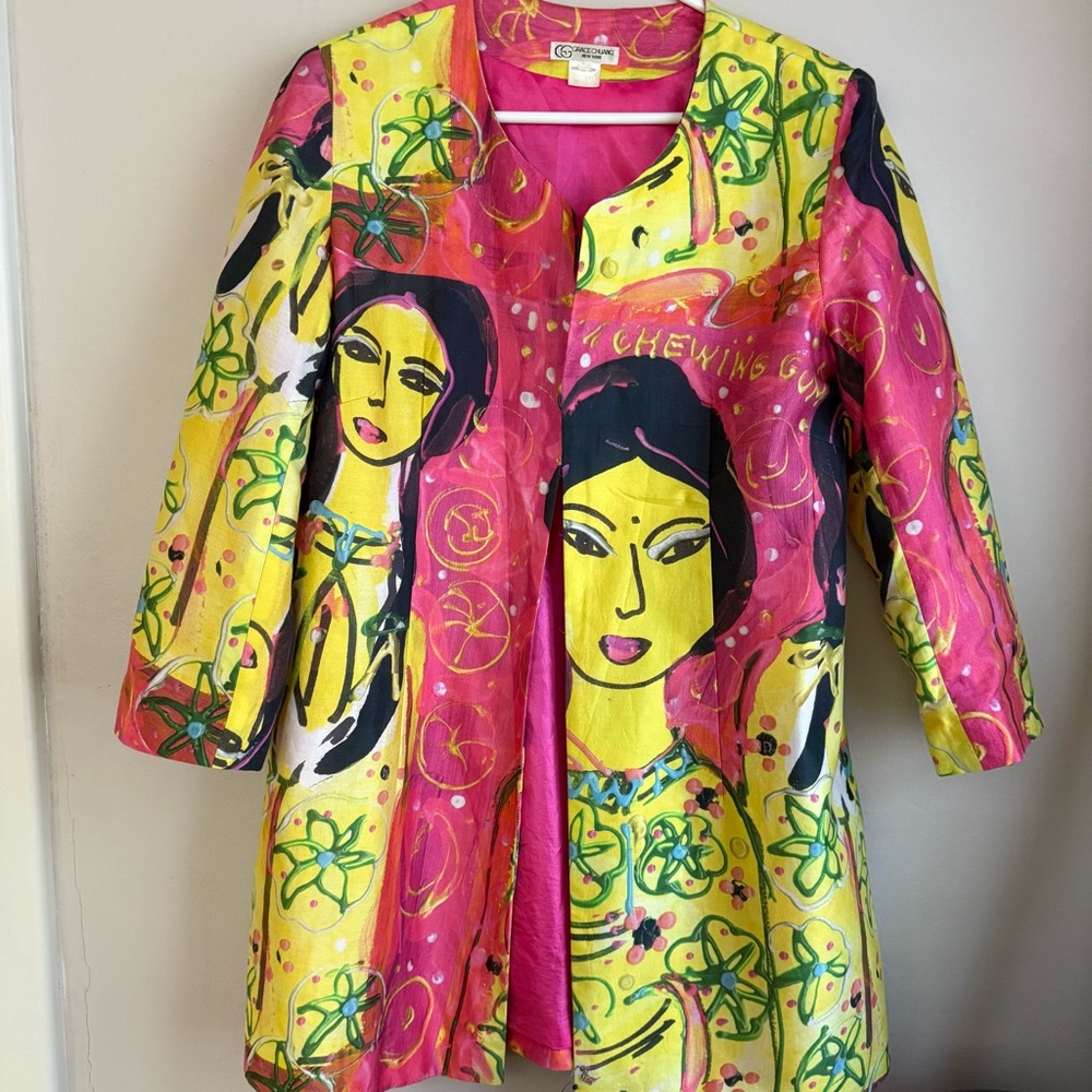 Grace Chuang New York Vintage Rare “Chewing Gum” Art Jacket Blazer Hot Pink Med